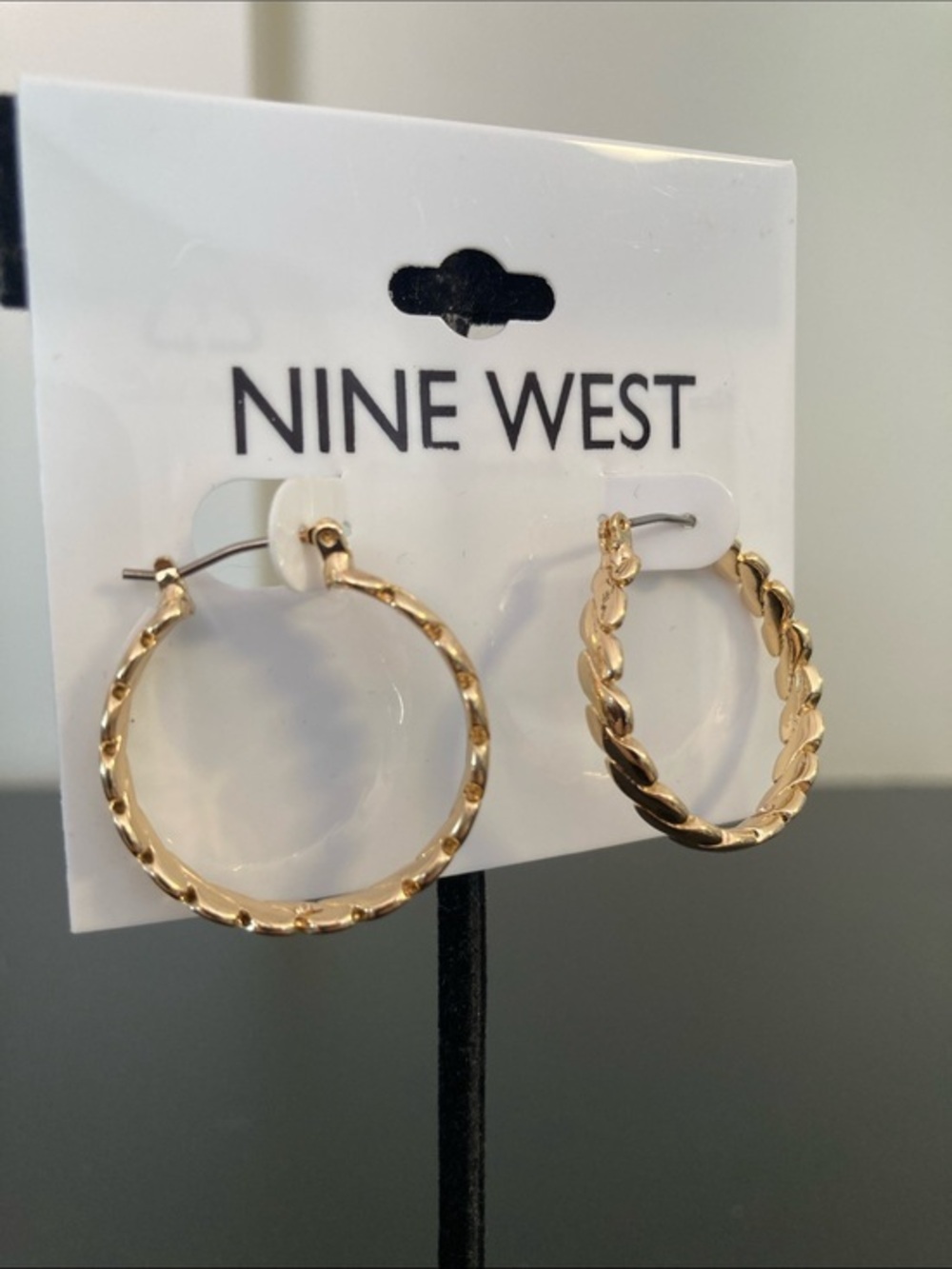 Nine West Shiny Gold Twisted Hoop Earrings
